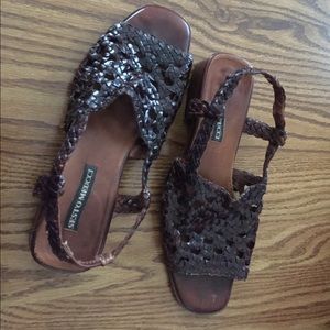 Sesto Meucci leather slip on sandals lovely brown